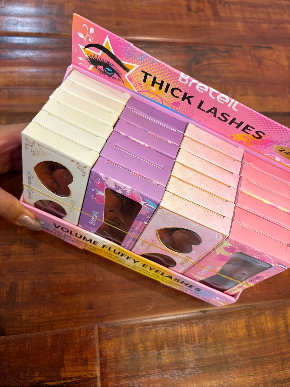 New False Lash lot (Thick Lashes Volume Fluffy Eyelashes - Pink) 24 packs